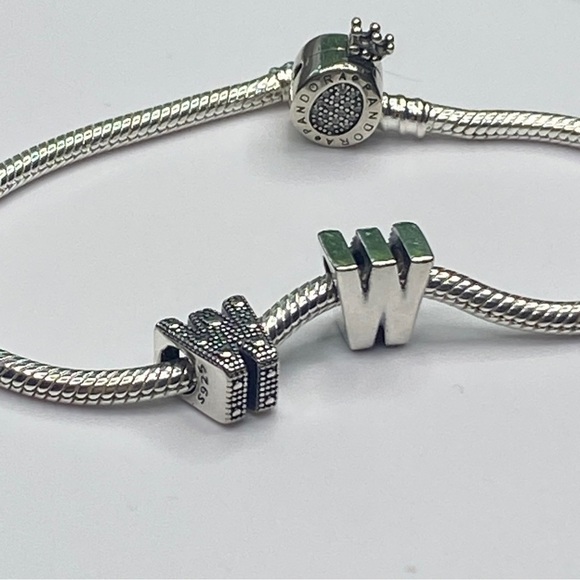 Sterling Silver Letter W Charm - Picture 9 of 10